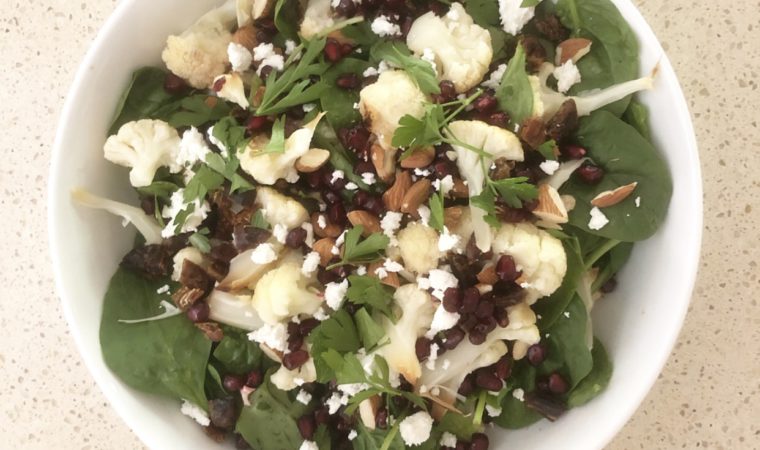 Cauliflower, date & pomegranate salad